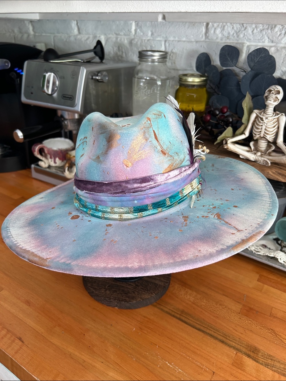Hand-Painted Pastel Multi-Color Fedora Hat - Artisan